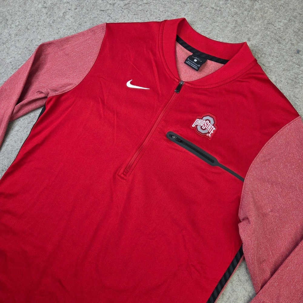 Ohio State Buckeyes Nike 1/4 Zip Mens S Red Dri-Fit Pullover Blade Collar NCAA
